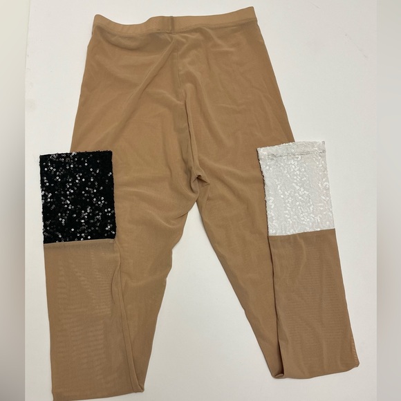 NWOT ⚜️🤍🤎🖤⚜️ Costume dept. mesh see through nude leggings sequin bottoms - Picture 3 of 10